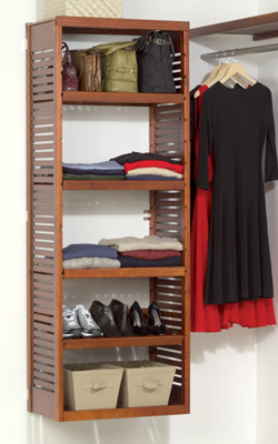 John Louis Home Storage Tower, Red Mahogany, Paradise Closets and Storage